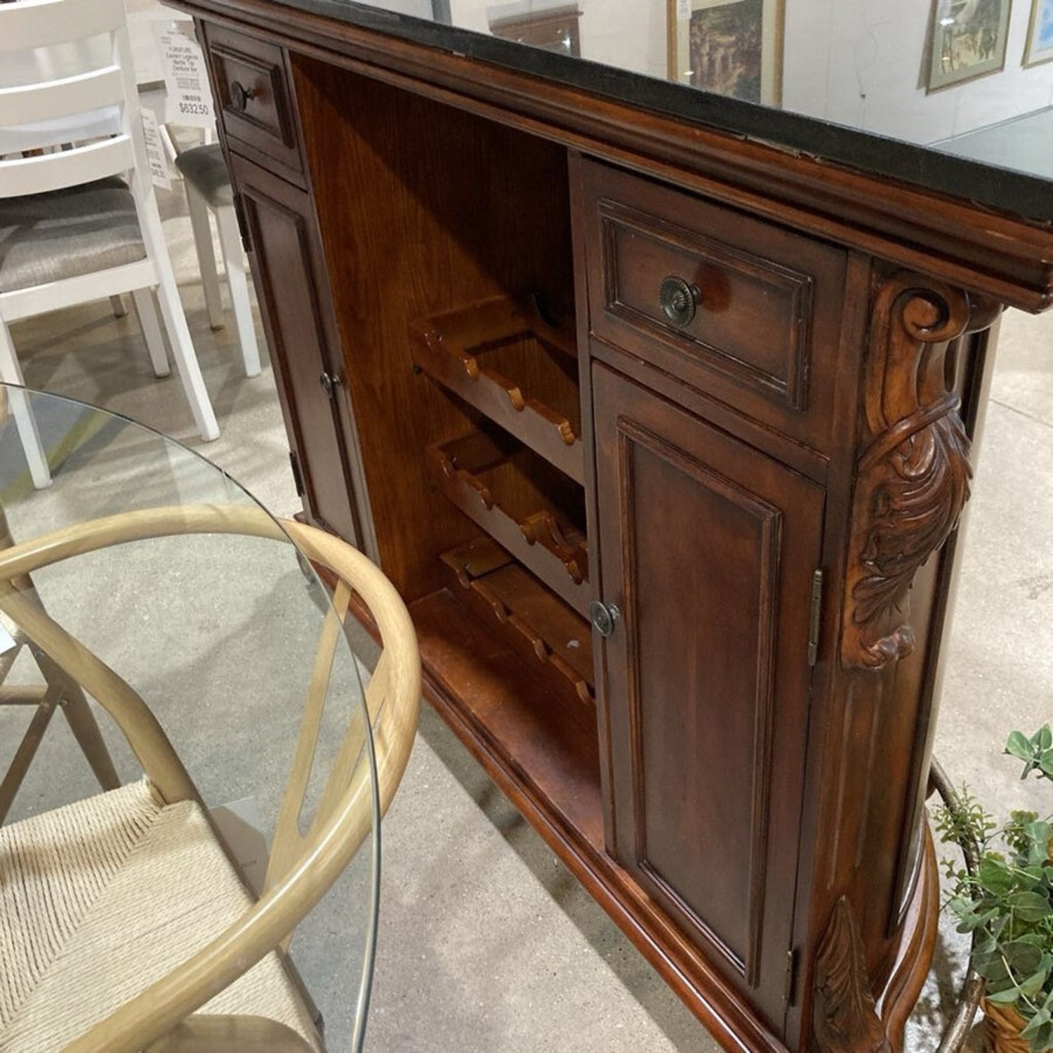 Eastern Legends Marble Top Demilune Bar - image-8