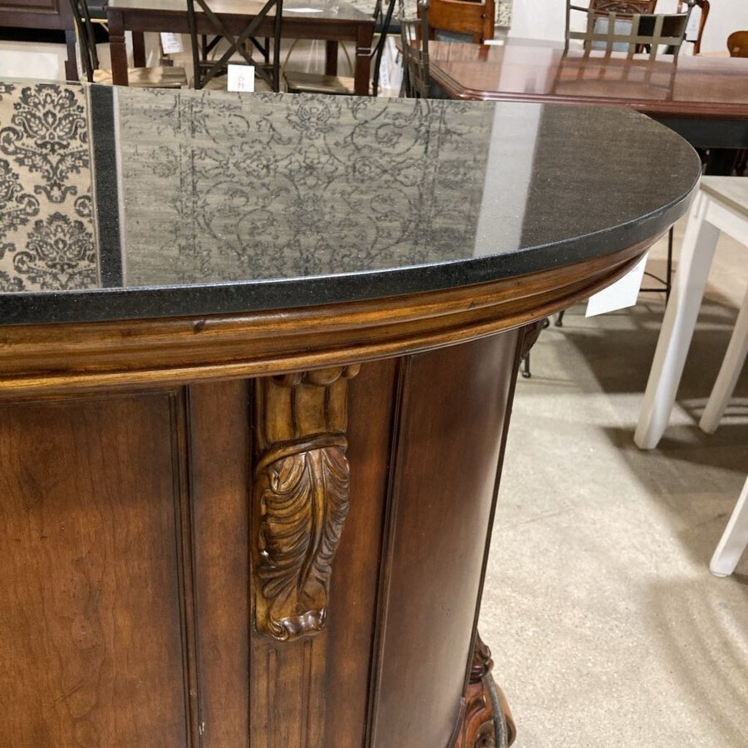 Eastern Legends Marble Top Demilune Bar - image-5