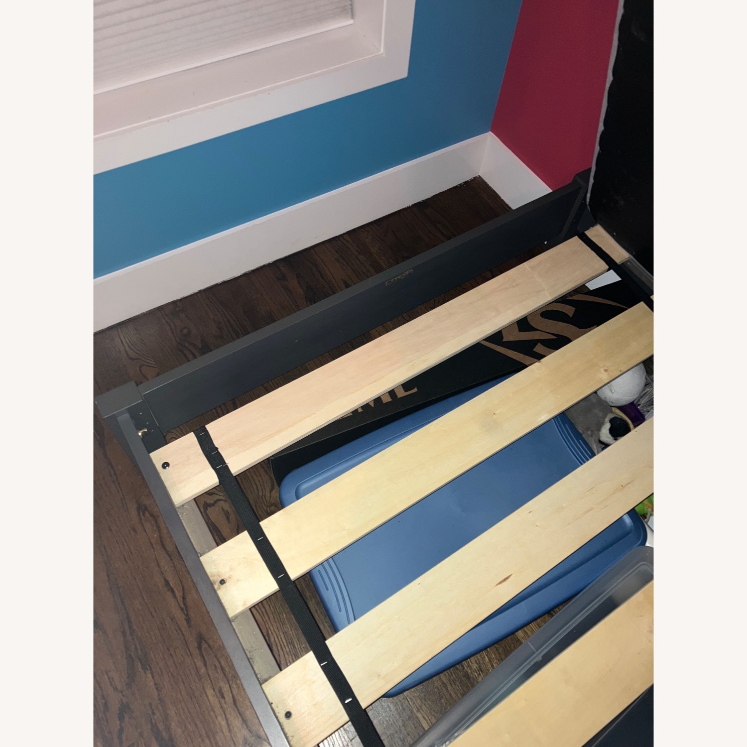 Dark Gray Wood Twin Bed - image-4