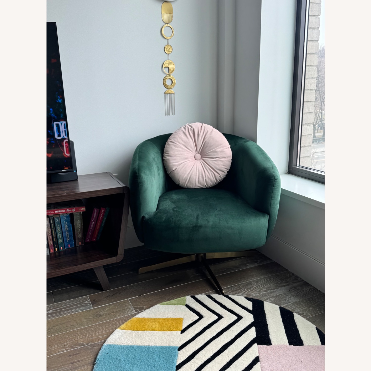 Target Morpho Swivel Forest Green Velvet Chair - image-2