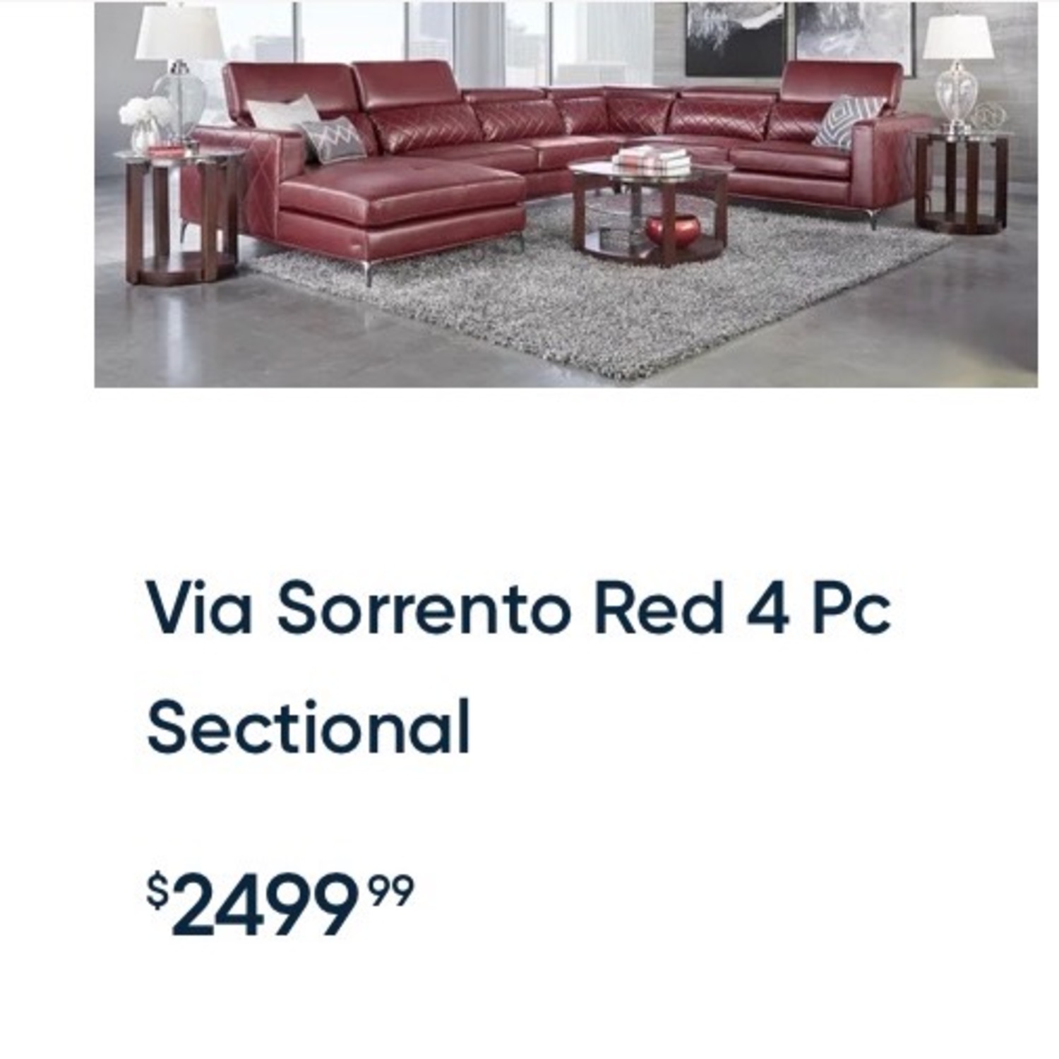 Rooms To Go Via Sorrento Red 4 Pc Sectional - image-8
