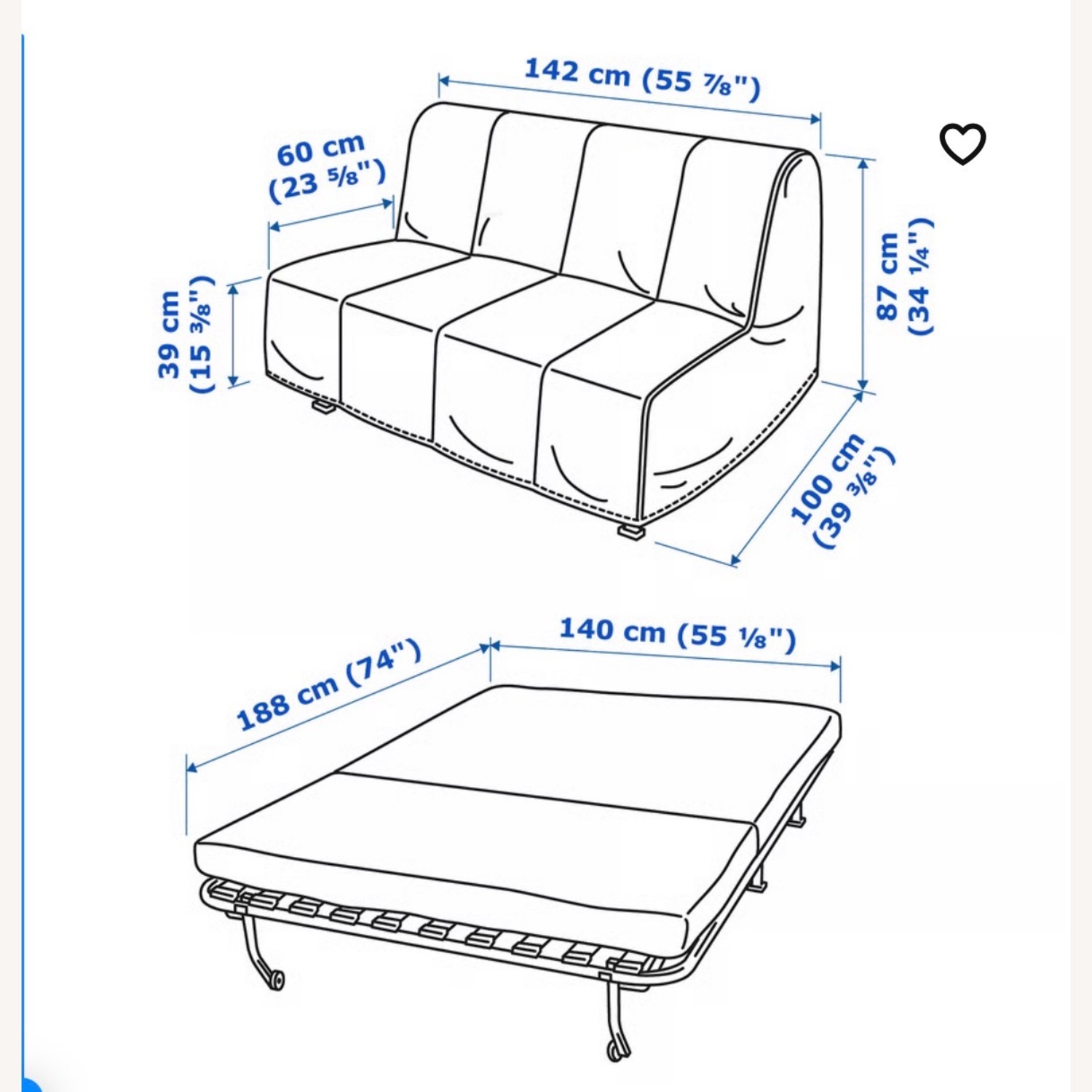 IKEA Lycksele Lövås Green Sleeper Sofa - image-3