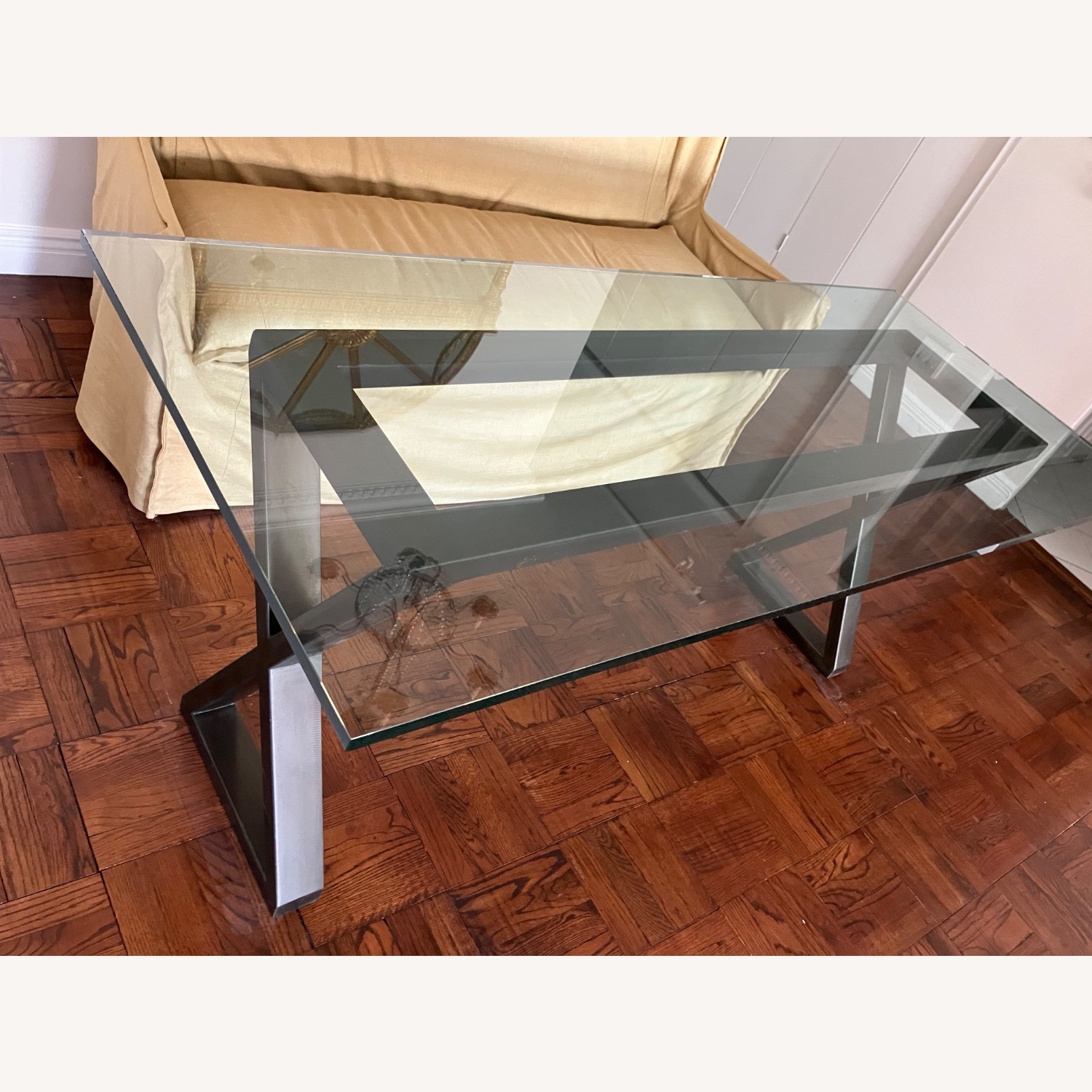 Glass Top X- Dining Table - image-5