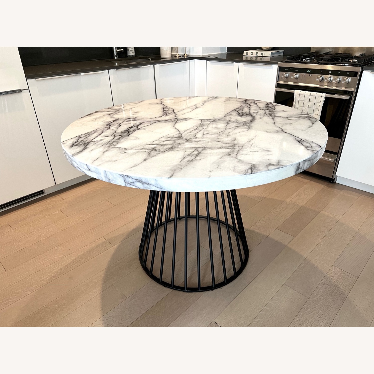 Wayfair Emmo Light Gray Metal Dining Table - image-3