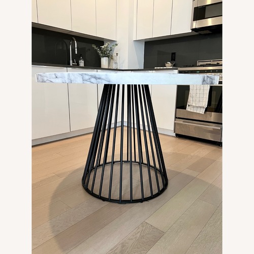 Used Wayfair Emmo Light Gray Metal Dining Table for sale on AptDeco