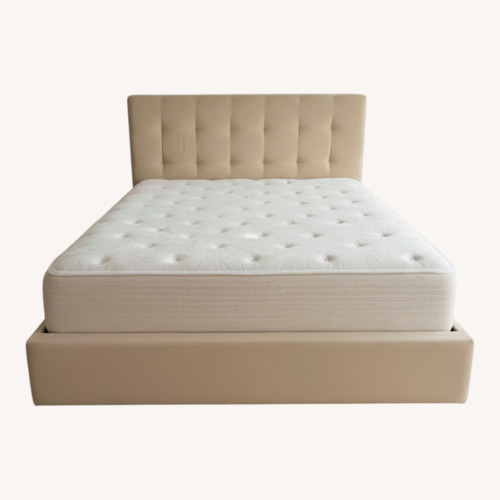 Used Wayfair Bed With Storage Natural Fabric Queen Bed for sale on AptDeco