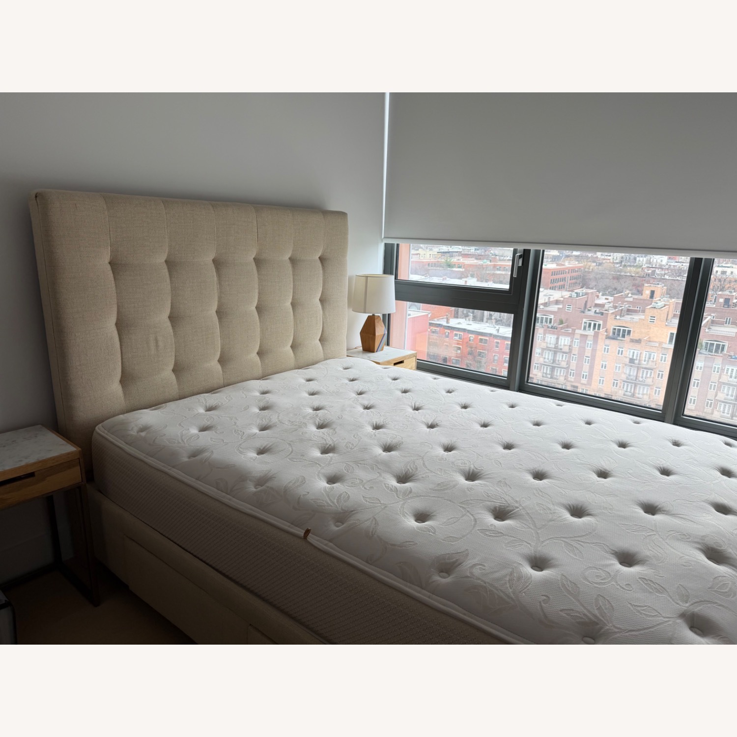 Wayfair Bed With Storage Natural Fabric Queen Bed - image-1