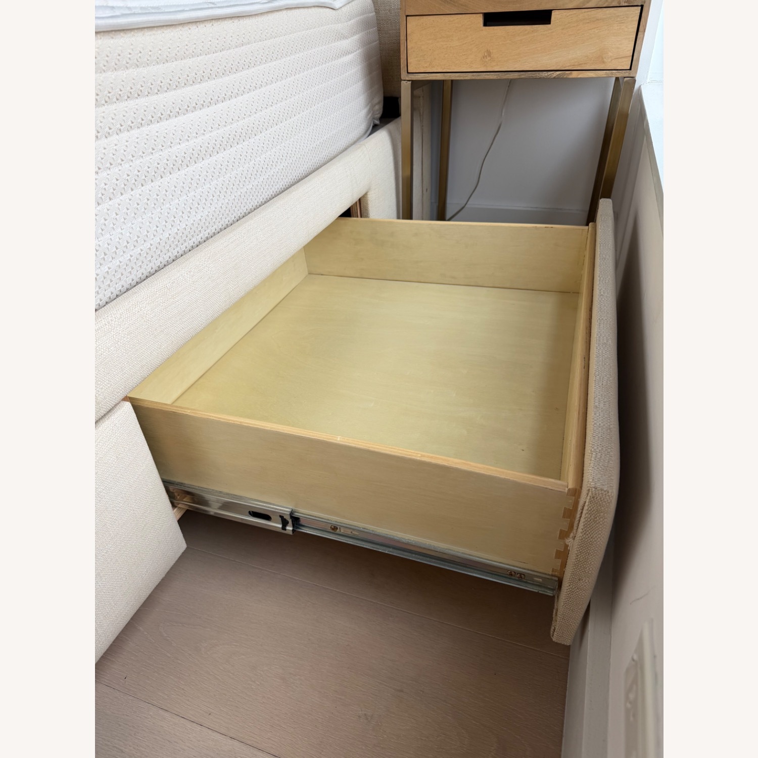 Wayfair Bed With Storage Natural Fabric Queen Bed - image-3