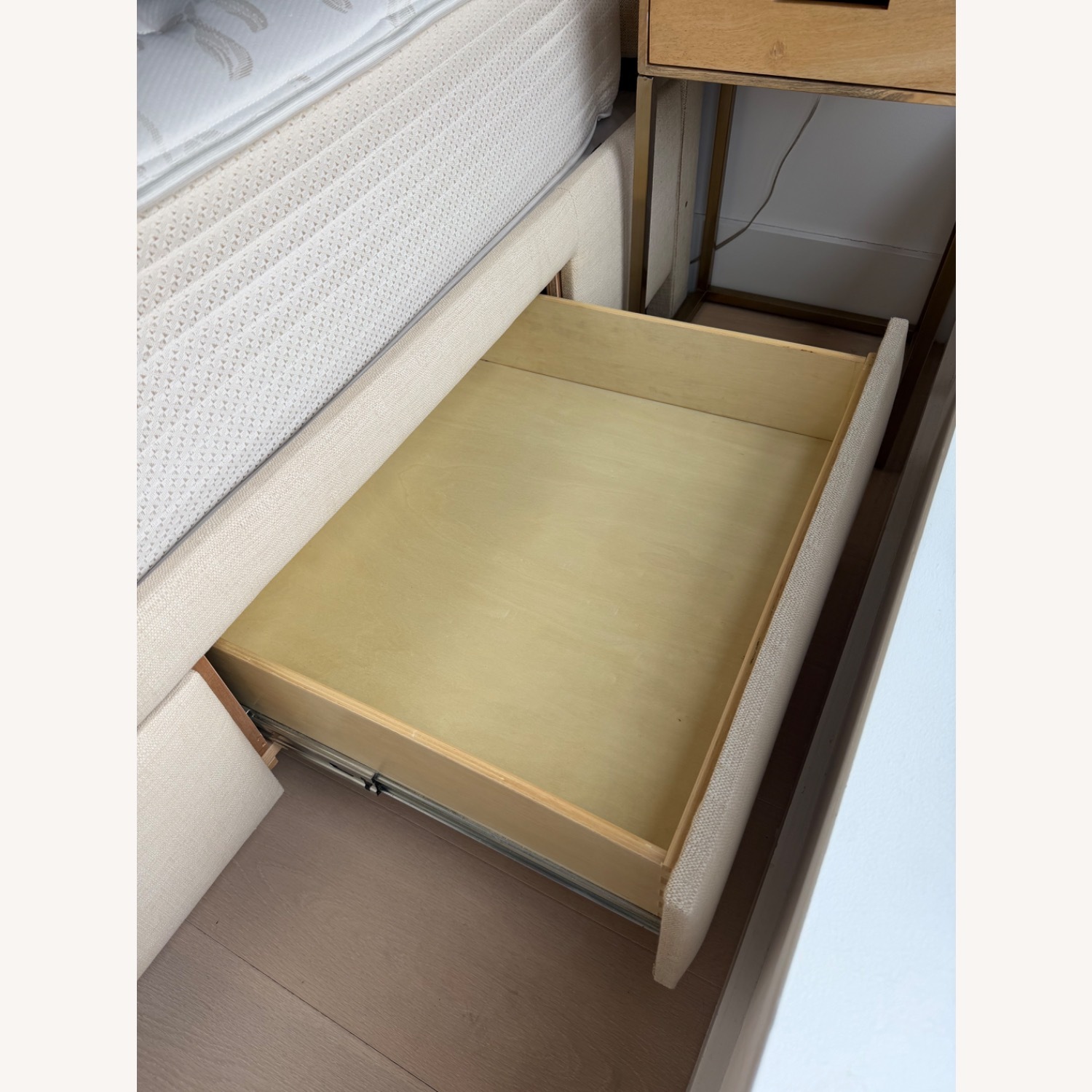 Wayfair Bed With Storage Natural Fabric Queen Bed - image-4