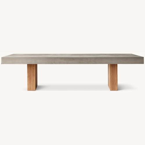 Used Restoration Hardware Solano Concrete & Teak Plank Rectangular Coffee Table for sale on AptDeco