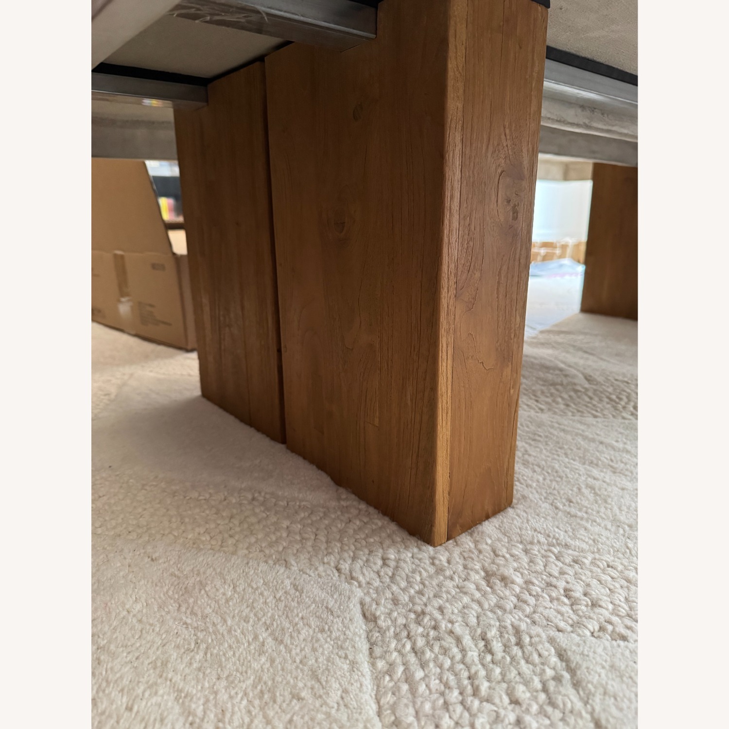 Restoration Hardware Solano Concrete & Teak Plank Rectangular Coffee Table - image-7