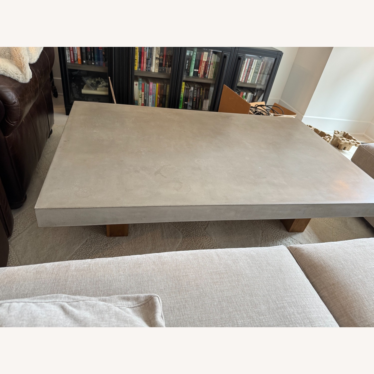 Restoration Hardware Solano Concrete & Teak Plank Rectangular Coffee Table - image-2