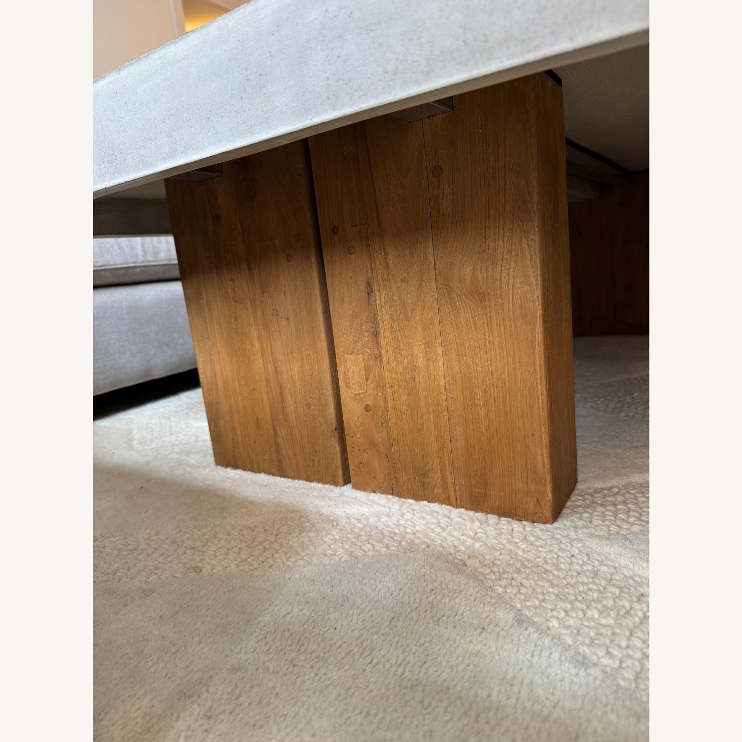 Restoration Hardware Solano Concrete & Teak Plank Rectangular Coffee Table - image-6