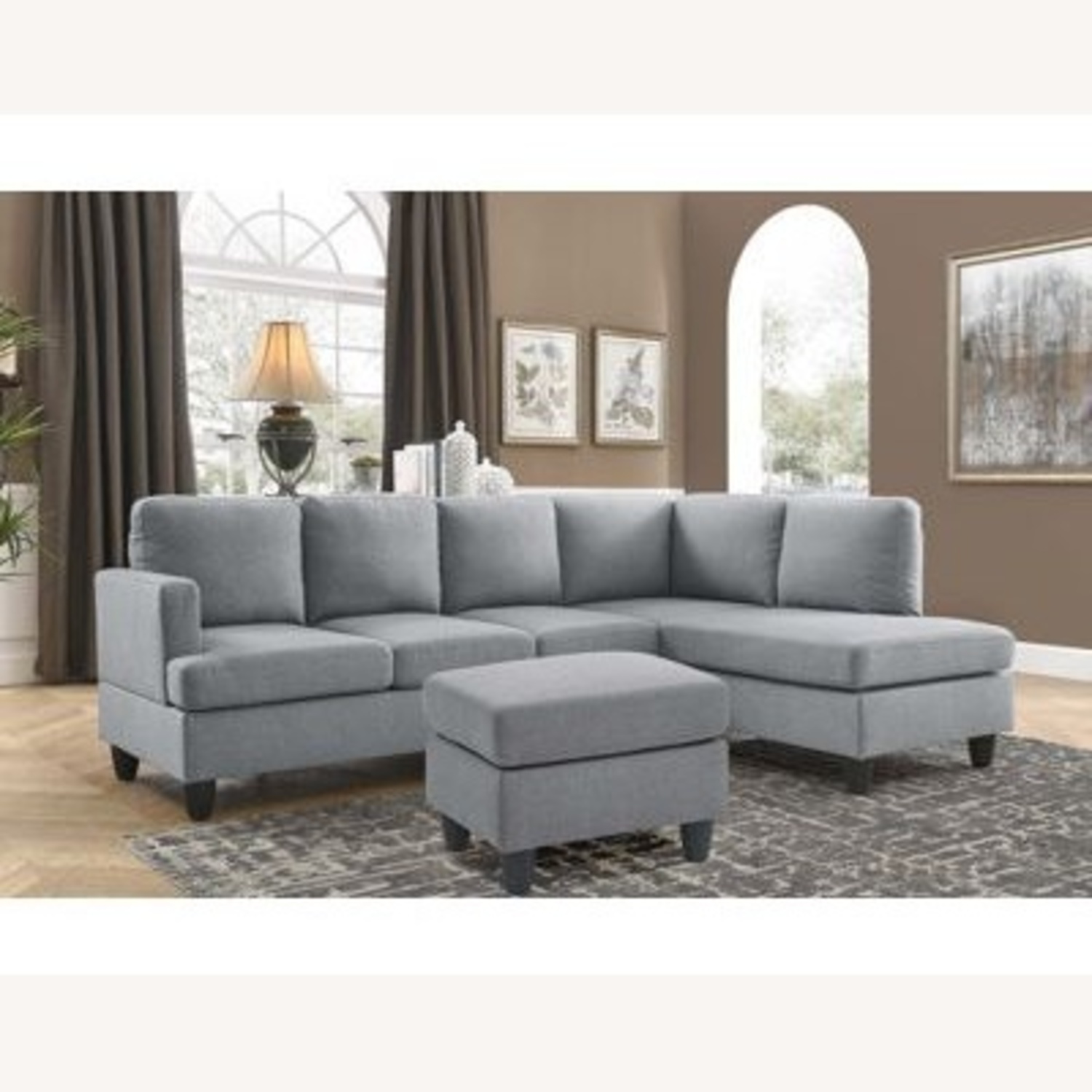 Wade Logan Light Gray Cotton 3+ Piece Sectional - image-4