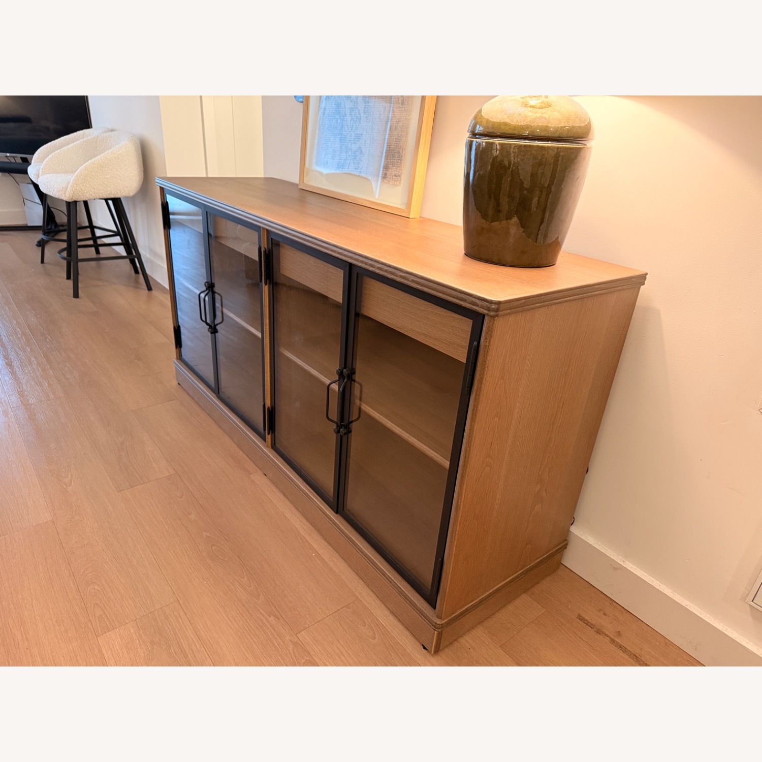 IKEA Lanesund Light Brown Wood Media Storage - image-3