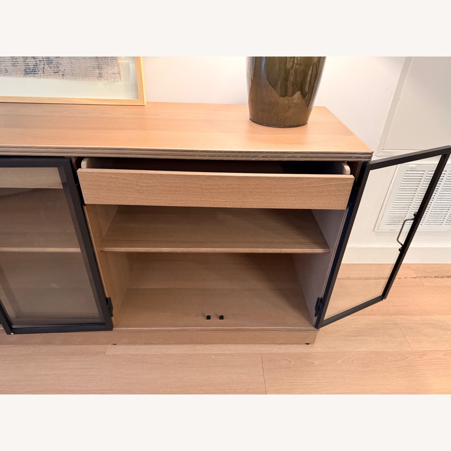 IKEA Lanesund Light Brown Wood Media Storage - image-4