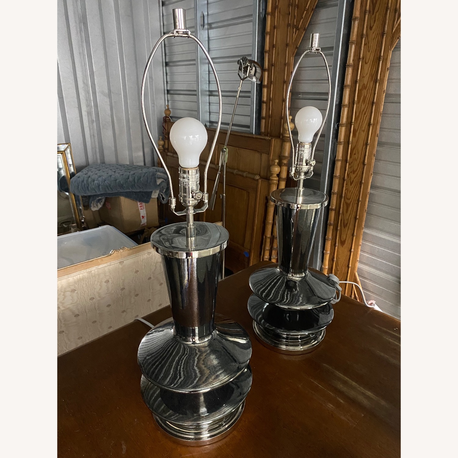 Black Pearl Table Lamps with Lampshades - image-5
