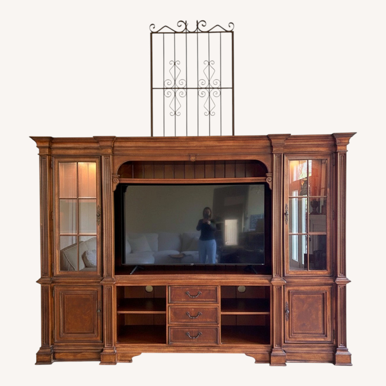Dark Brown Wood Wall Unit - image-6