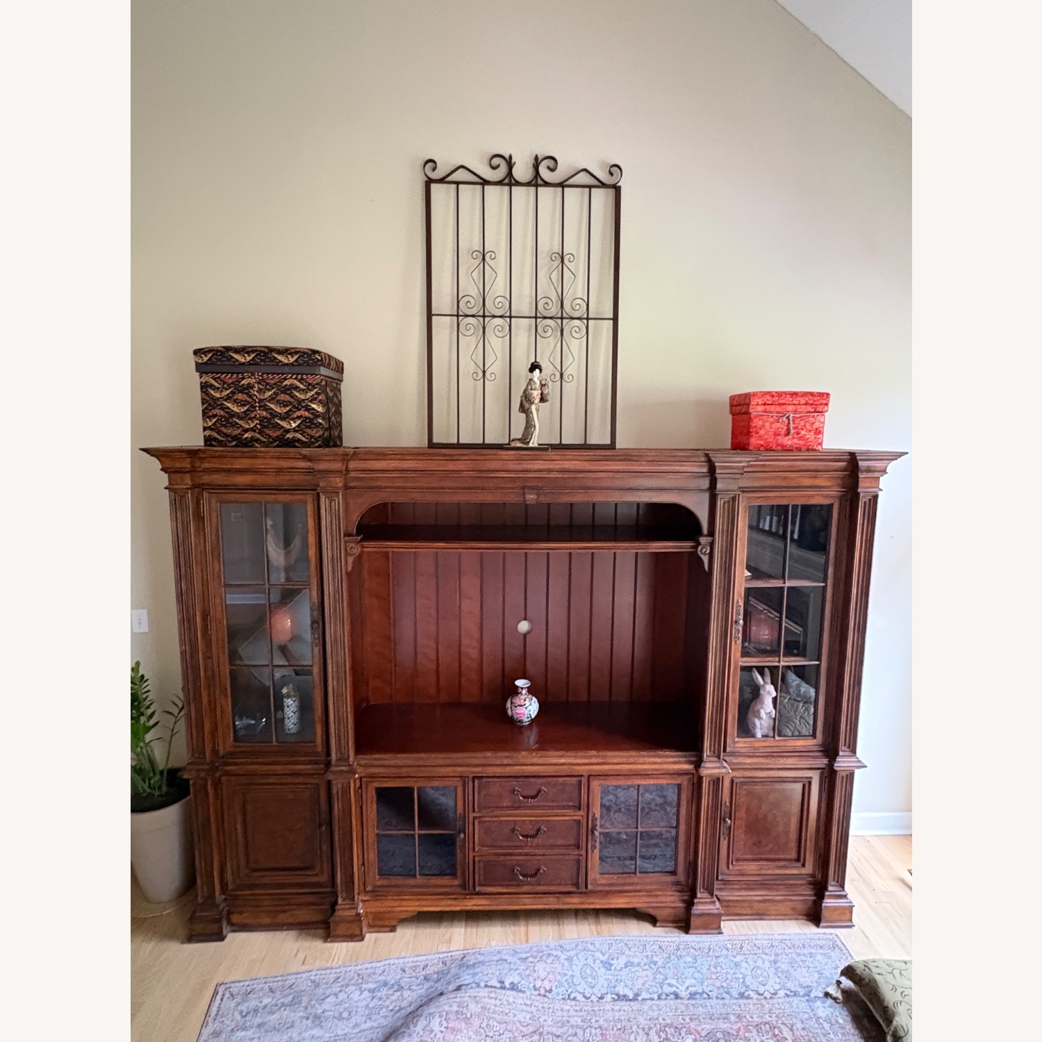 Dark Brown Wood Wall Unit - image-2
