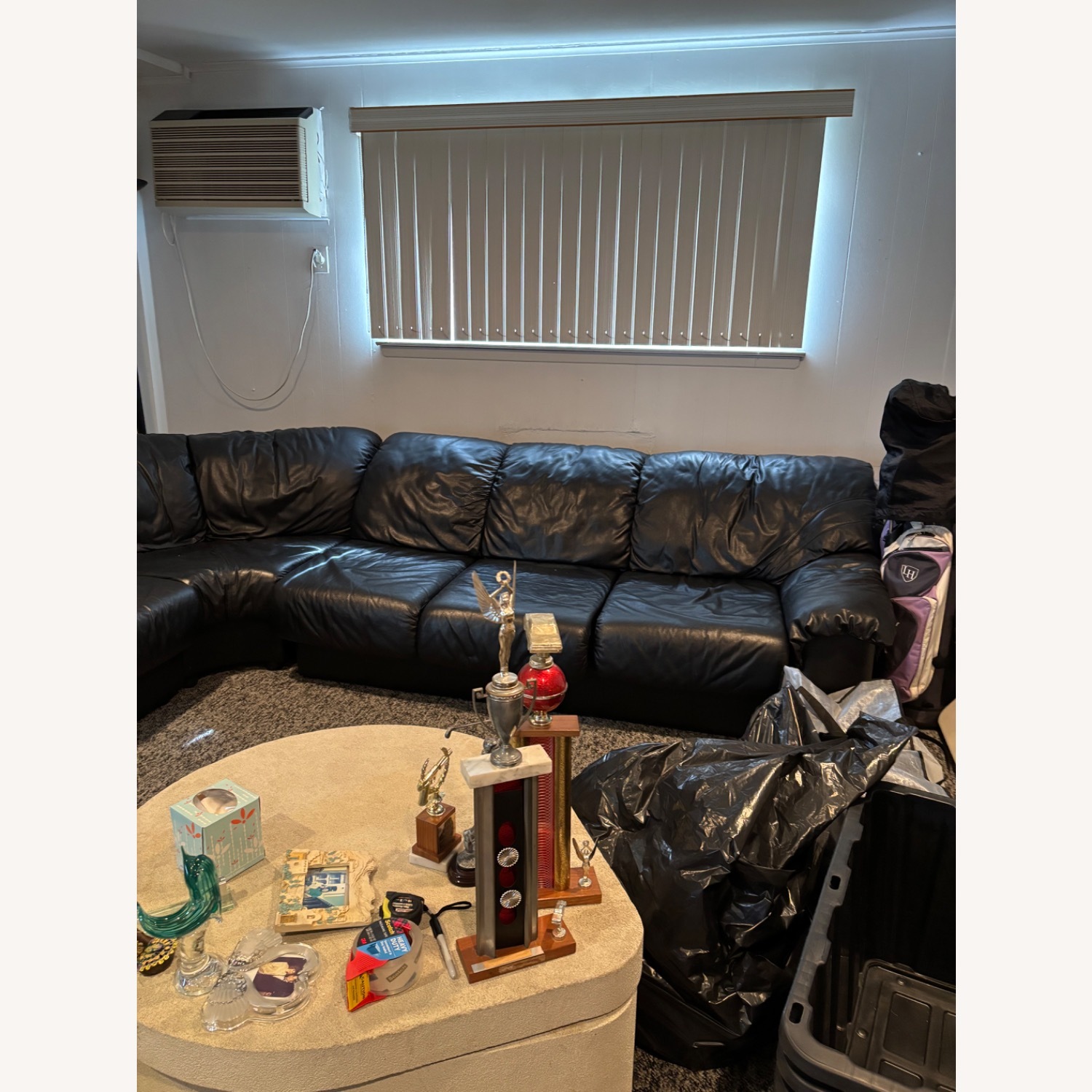 Natuzzi  Black Leather 3+ Piece Sectional - image-3