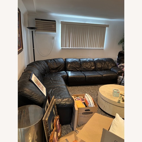 Used Natuzzi  Black Leather 3+ Piece Sectional for sale on AptDeco