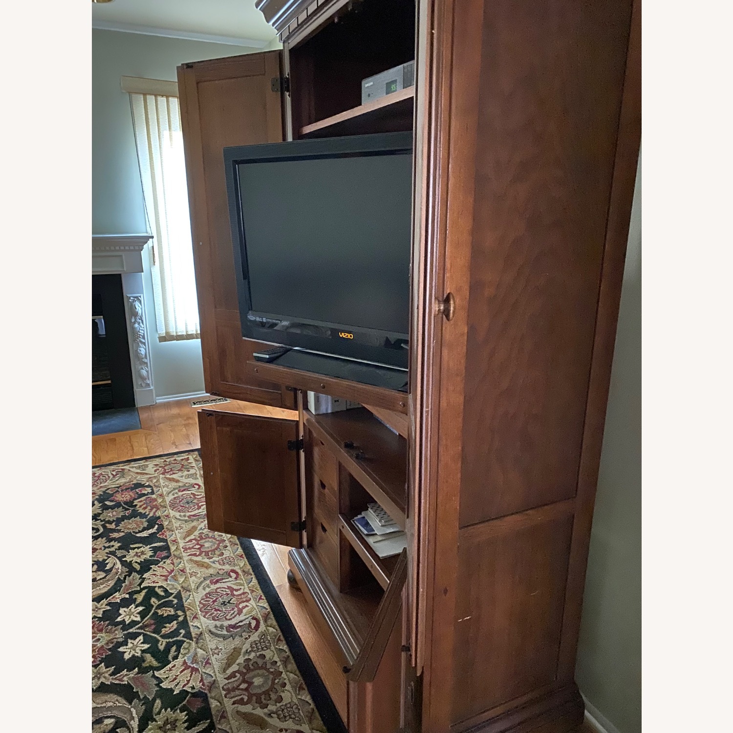 Dark Brown Wood Media Storage - image-4