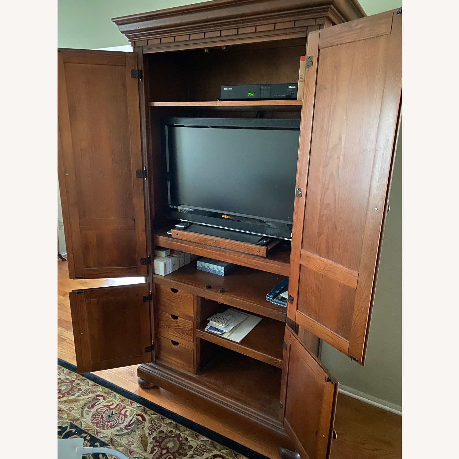 Dark Brown Wood Media Storage - image-3