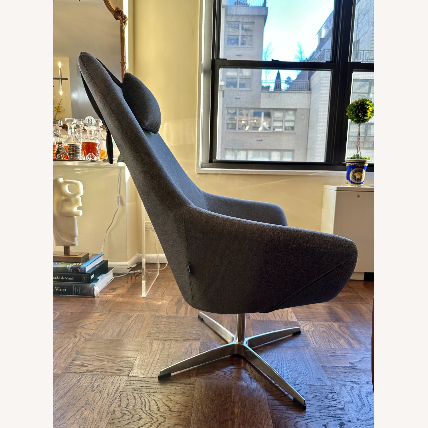 Modani Kendra Dark Gray Fabric Armchair - image-3