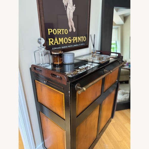Used Black Wood Bar Cart for sale on AptDeco