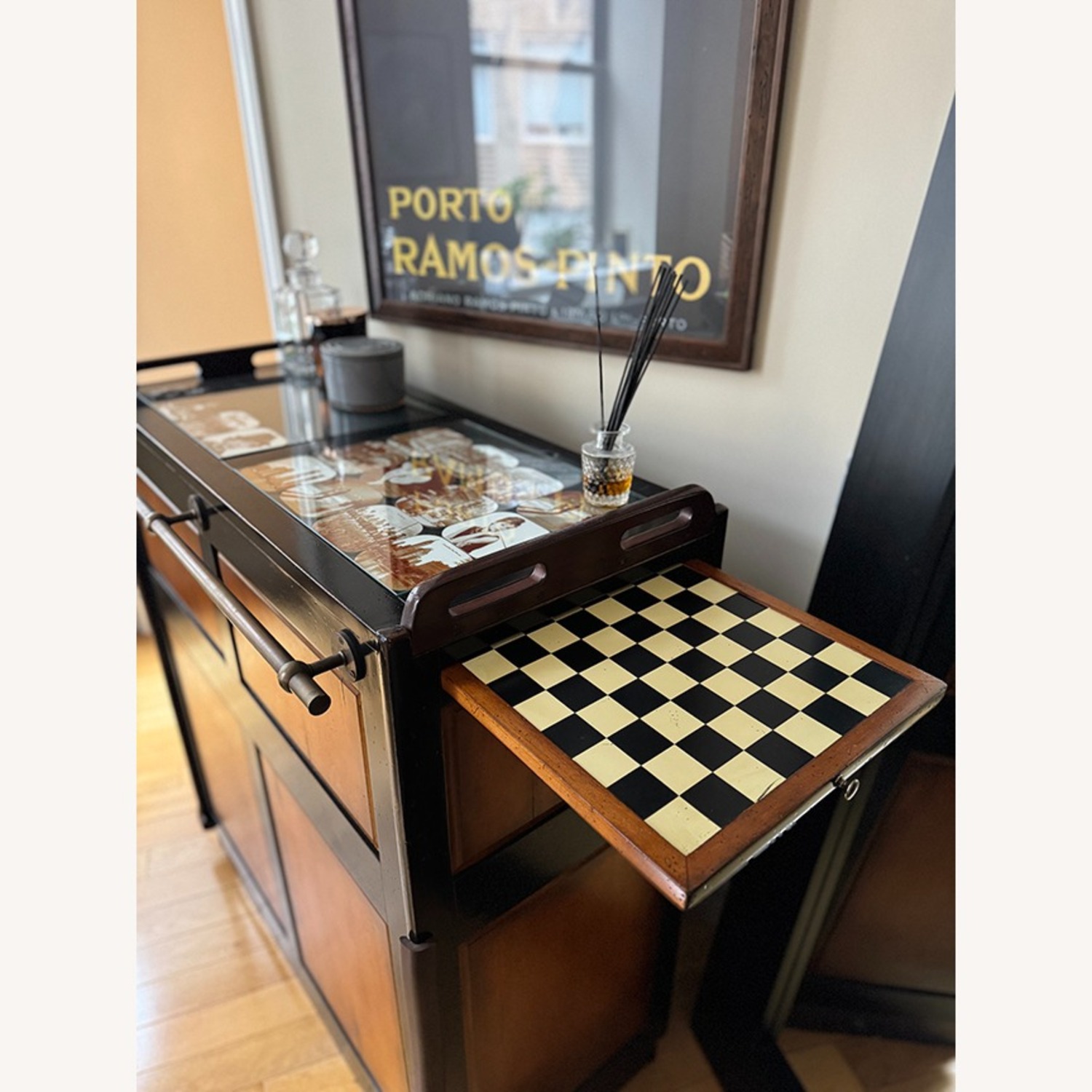 Black Wood Bar Cart - image-2