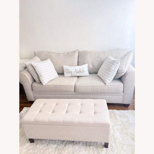 Used Bob's Discount Furniture Gold Fabric Sleeper Sofa for sale on AptDeco