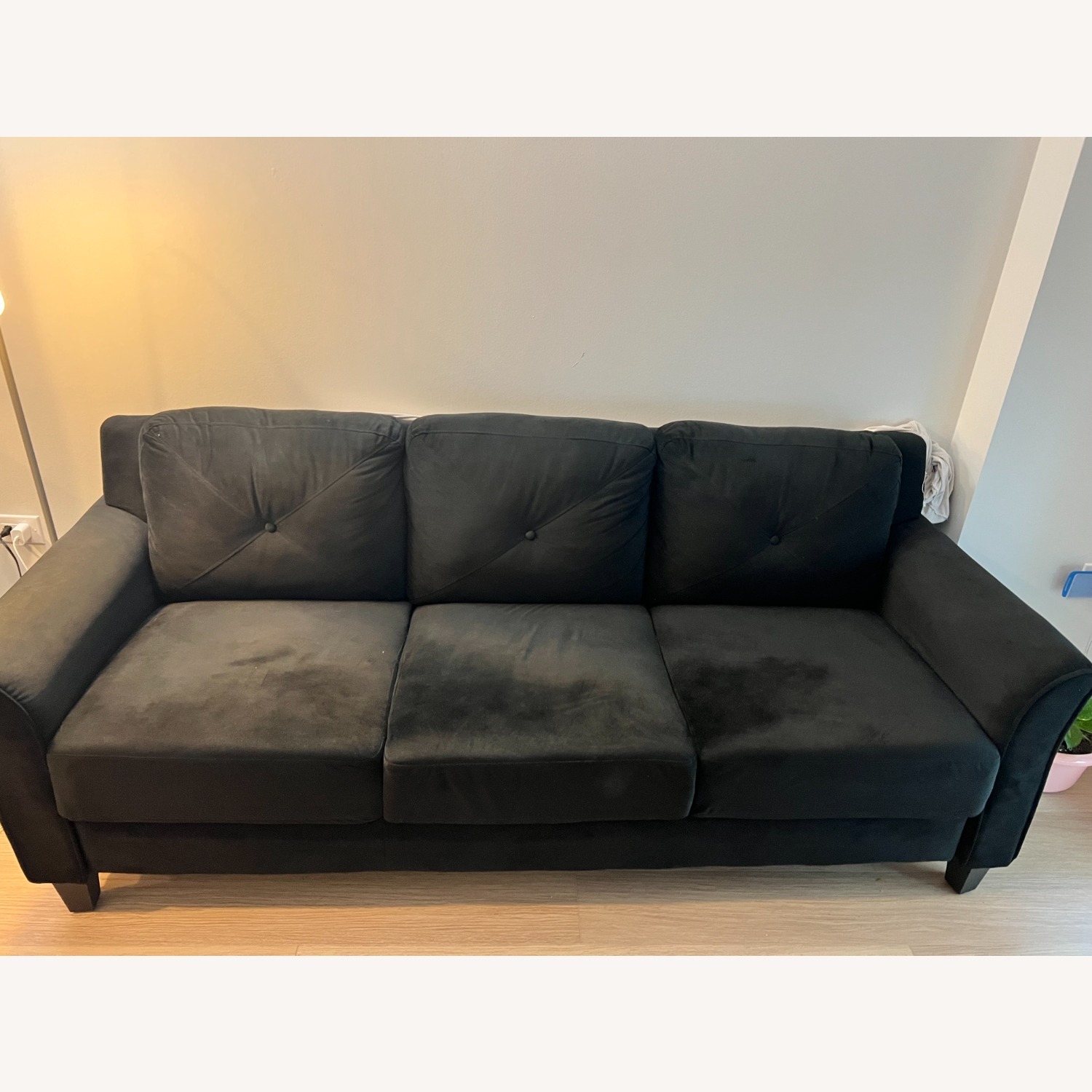 Black Fabric 3+ Seater Sofa - image-2