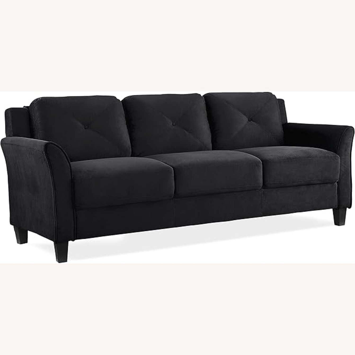 Black Fabric 3+ Seater Sofa - image-4
