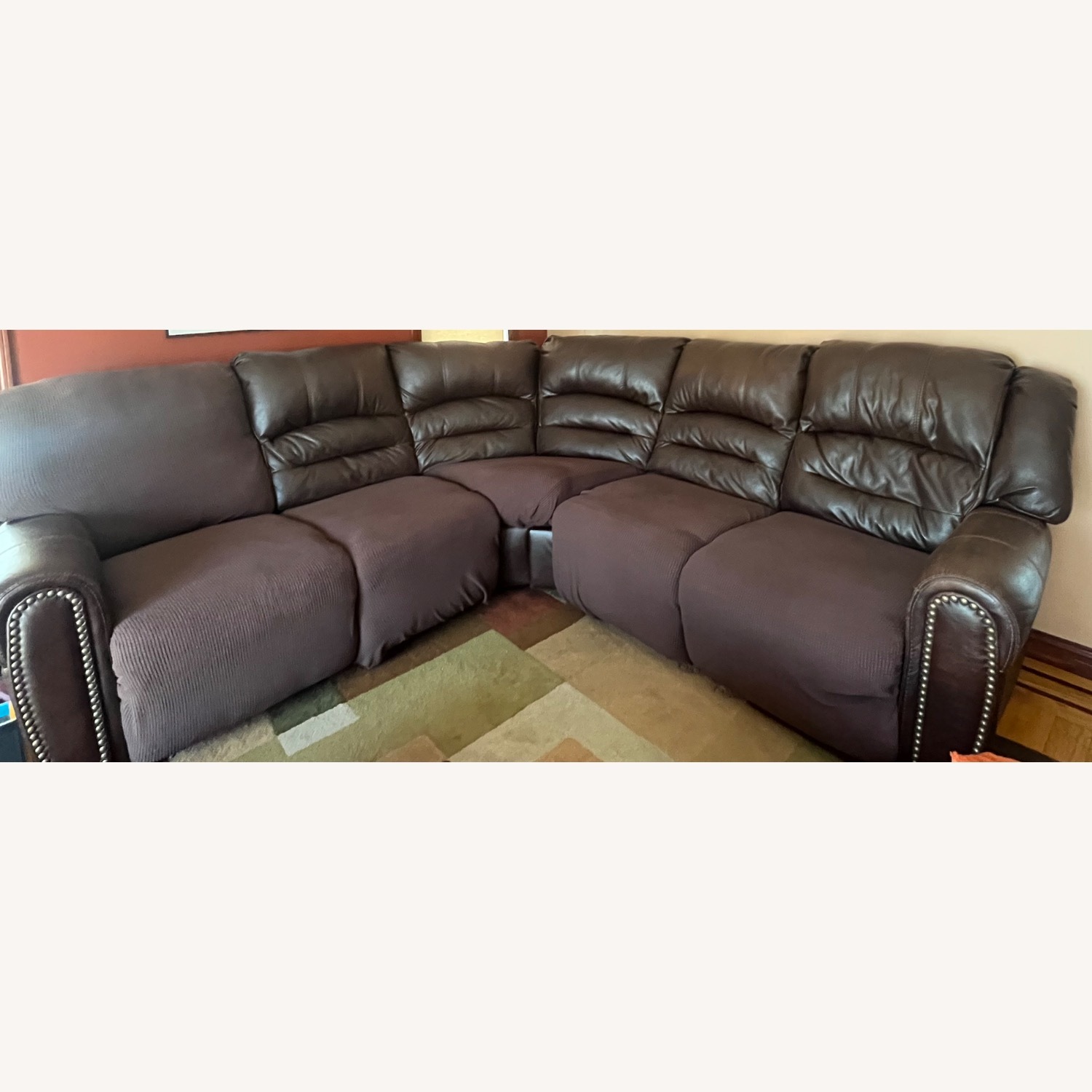 Dark Brown Faux Leather 2 Piece Sectional - image-1