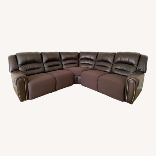 Used Dark Brown Faux Leather 2 Piece Sectional for sale on AptDeco
