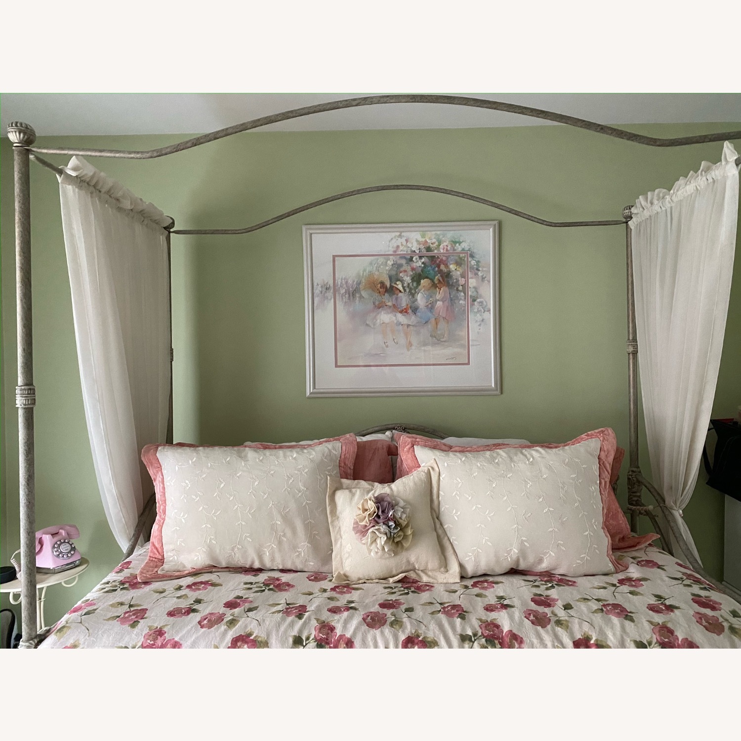 Antique White Metal Canopy Daybed - image-8