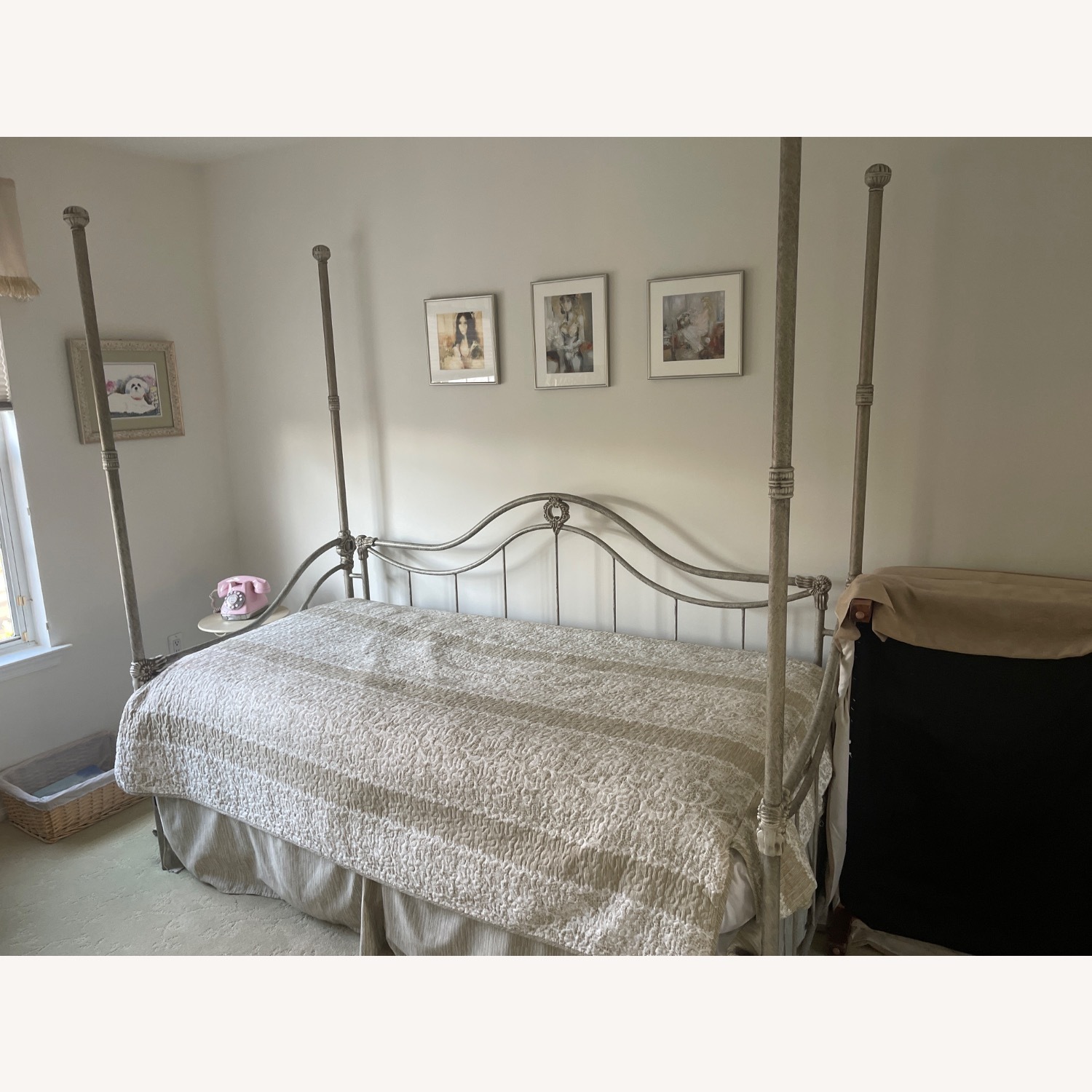 Antique White Metal Canopy Daybed - image-2