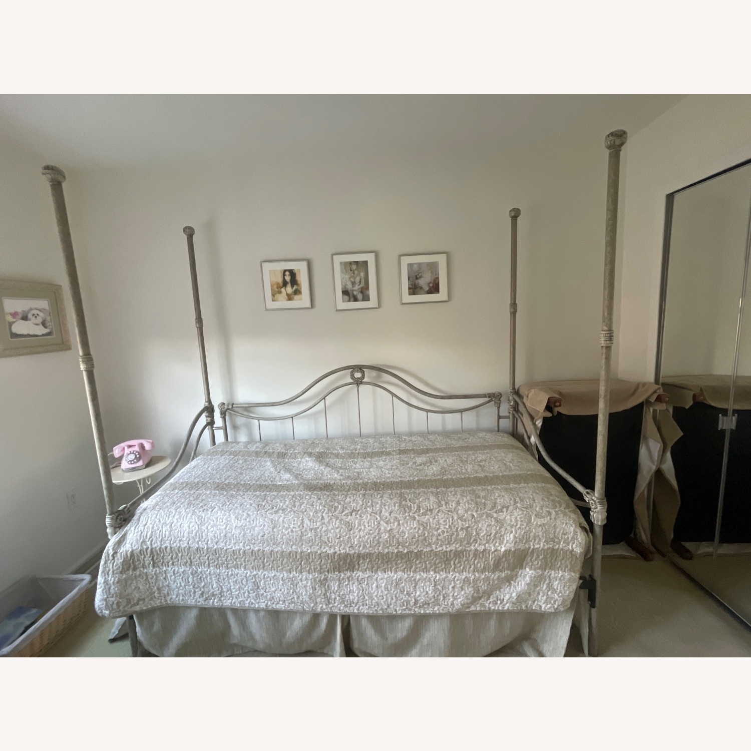 Antique White Metal Canopy Daybed - image-1