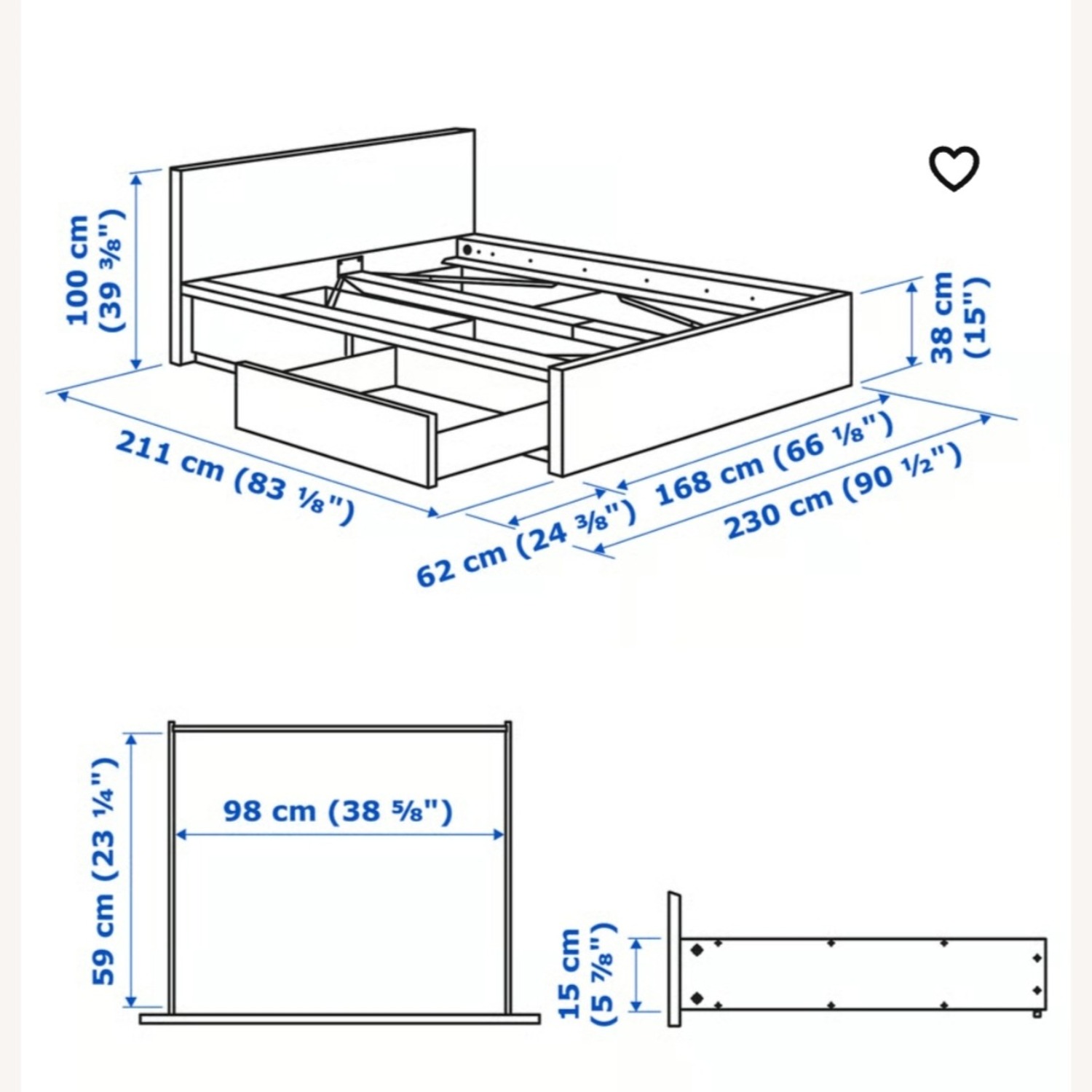 IKEA Modern White Queen Bed Frame with Storage - image-2