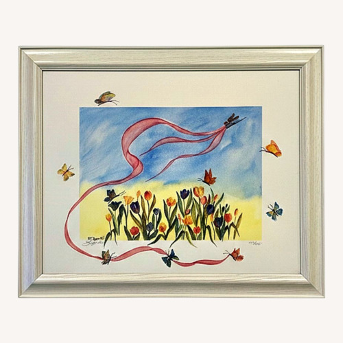 Used  BJ Agerter signed print with White Wood Frame for sale on AptDeco