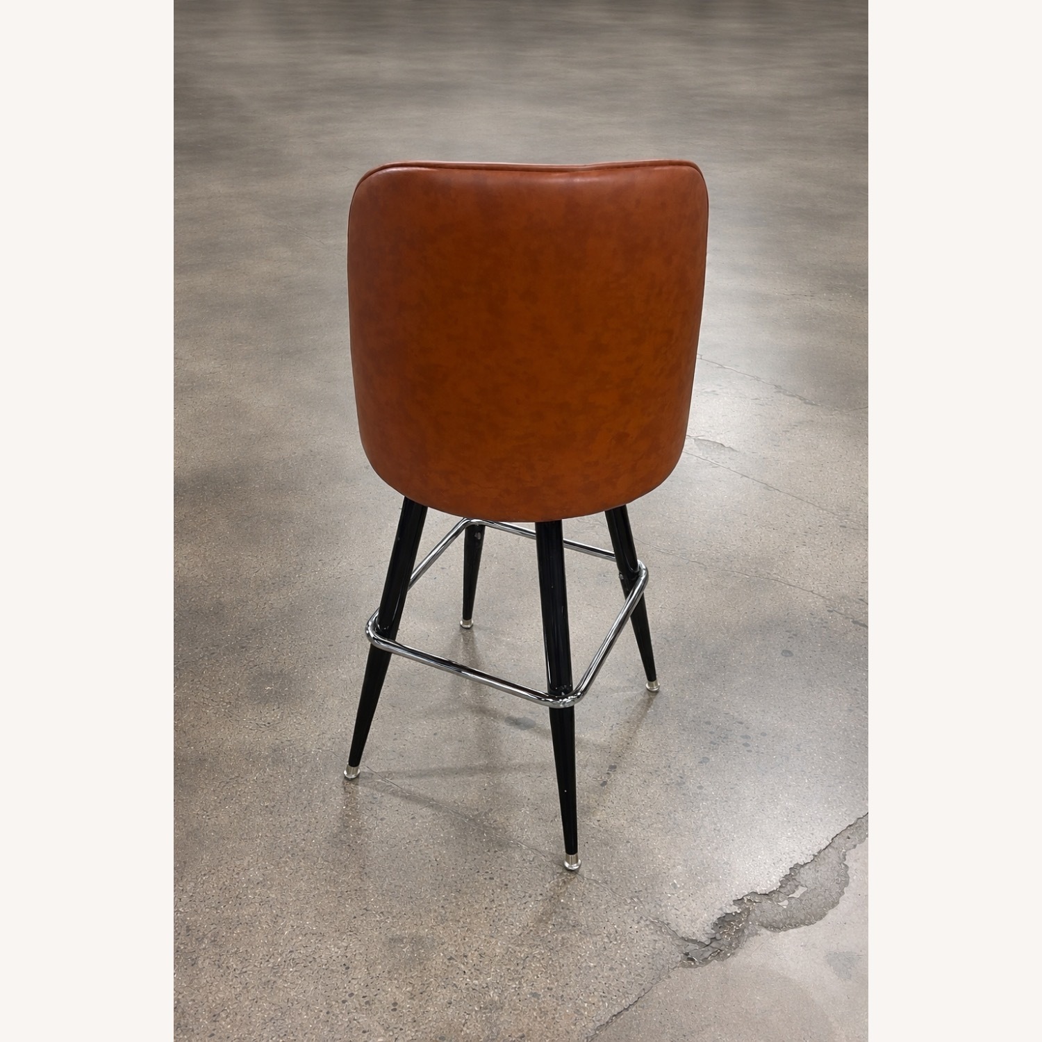 Mid-Century Style Bar Stool in Cognac Faux Leather - image-2