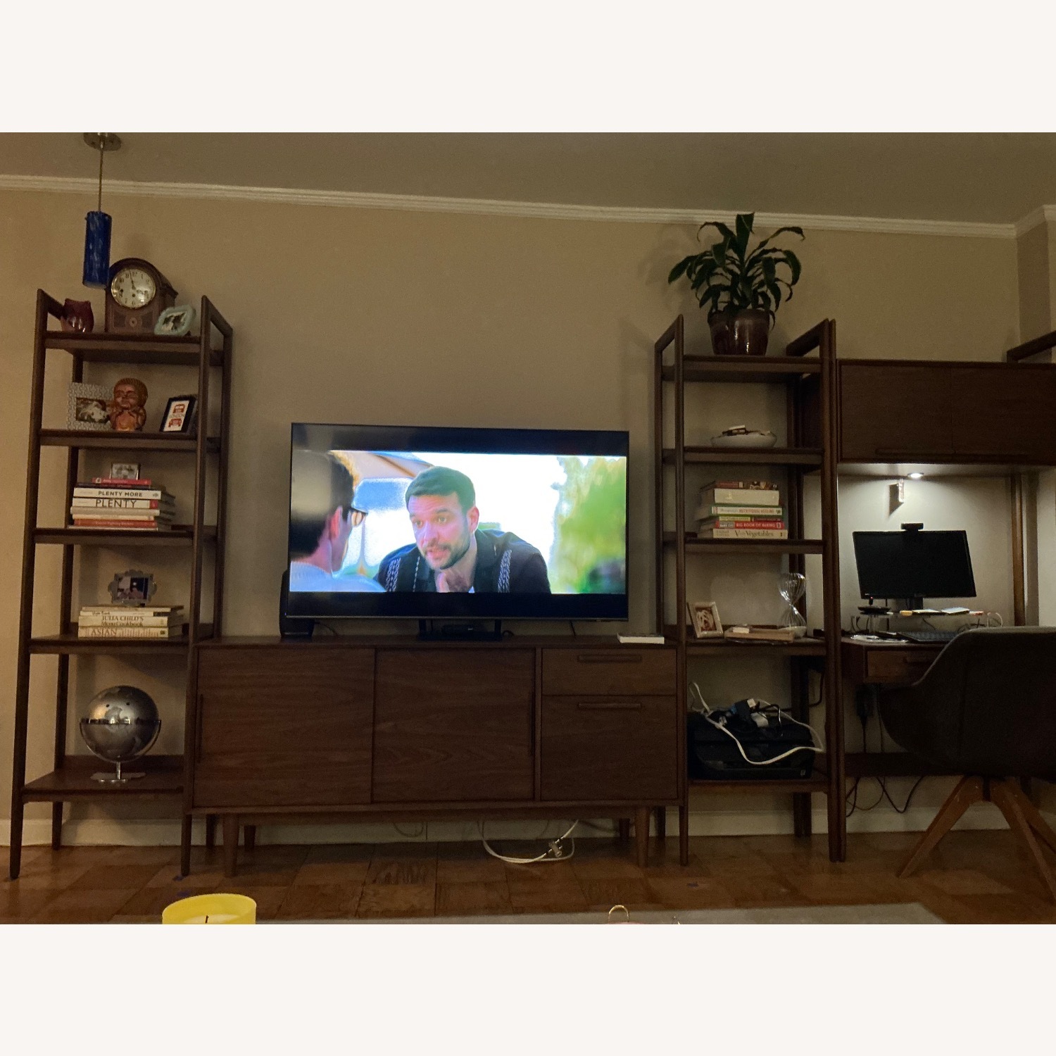 Crate & Barrel Tate Walnut Media Storage & desk - image-2