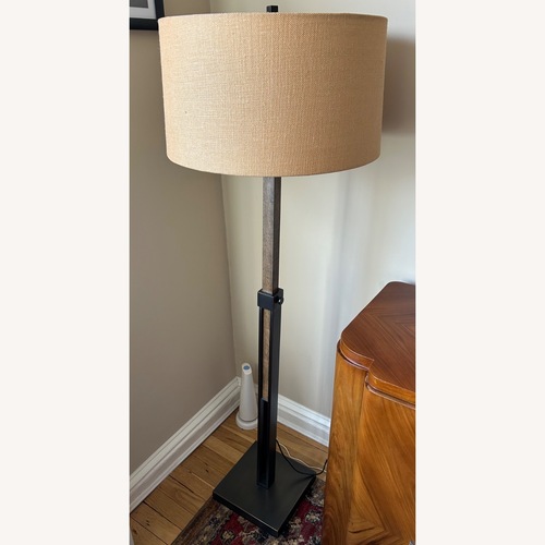 Used Crate & Barrel Dark Brown Wood Floor Lamp for sale on AptDeco