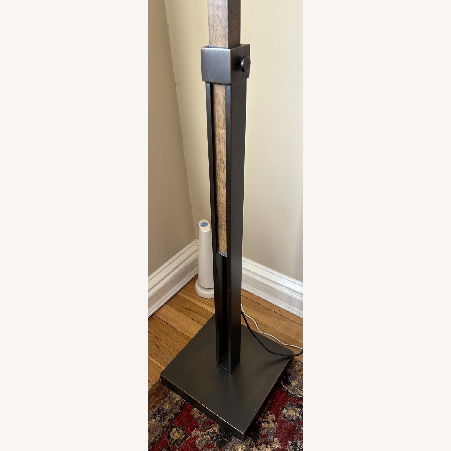 Crate & Barrel Dark Brown Wood Floor Lamp - image-3