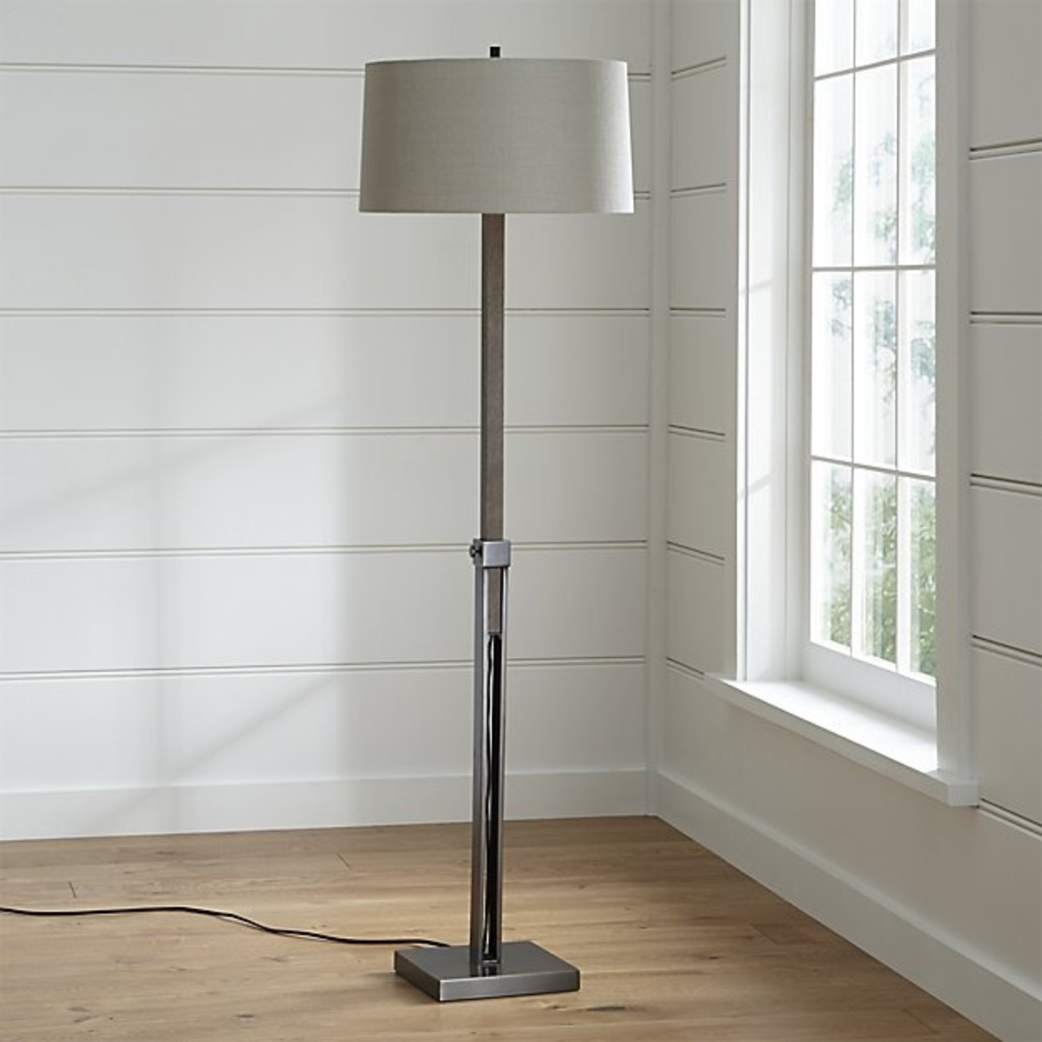Crate & Barrel Dark Brown Wood Floor Lamp - image-4