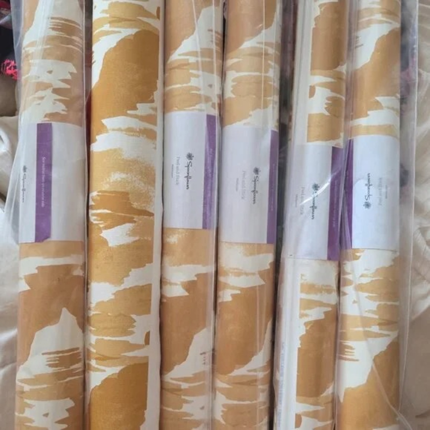 Peel & Stick Wallpaper Mustard Yellow Ikat 6 rolls - image-5