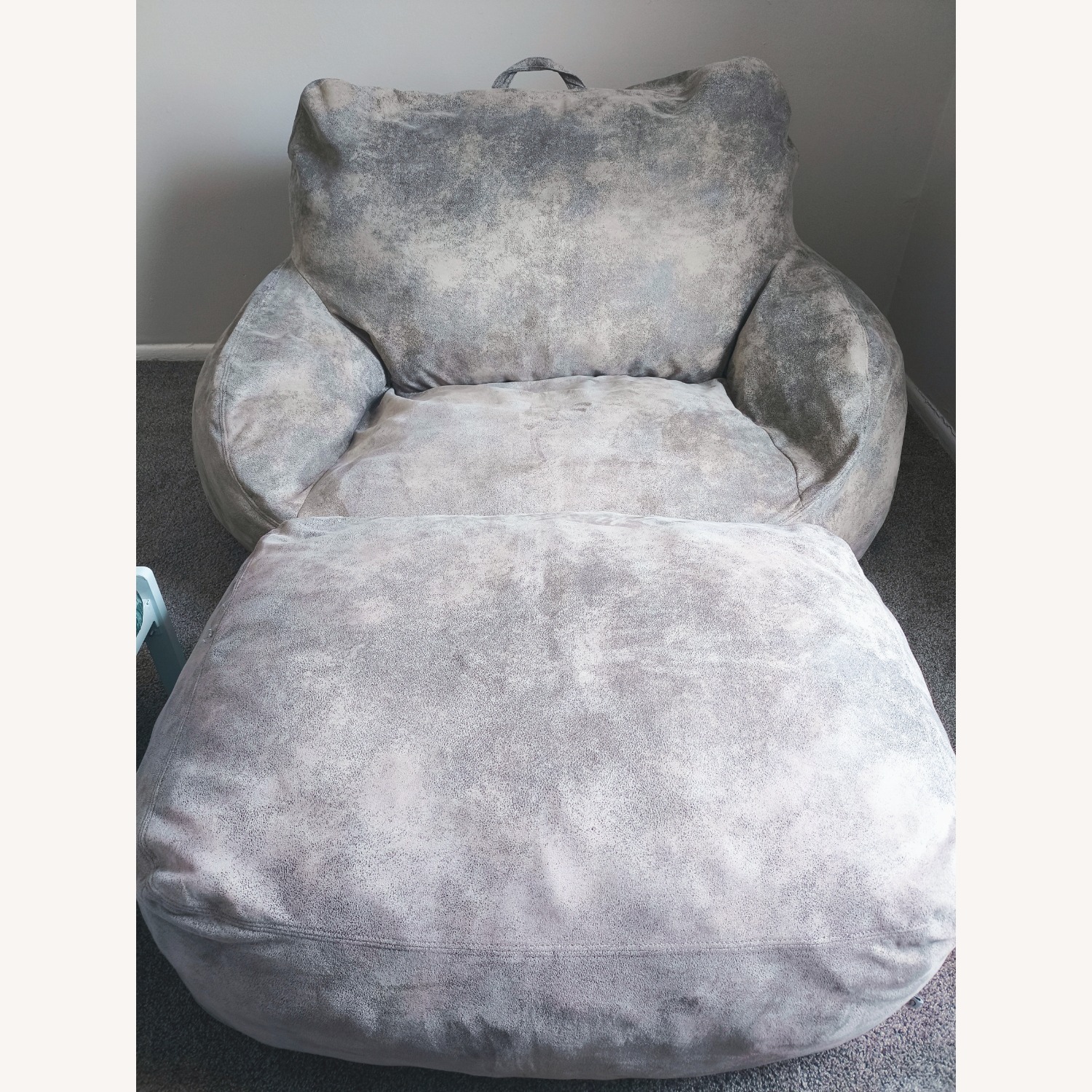 Light Gray Fabric Loveseat and Ottoman - image-1