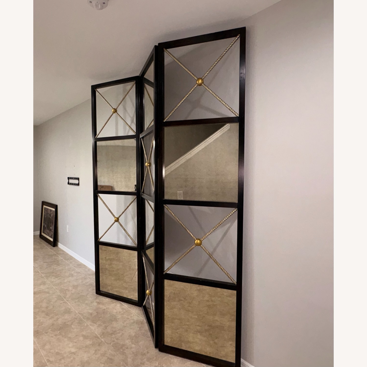 Vintage Trifold Mirror Room Divider  - image-3