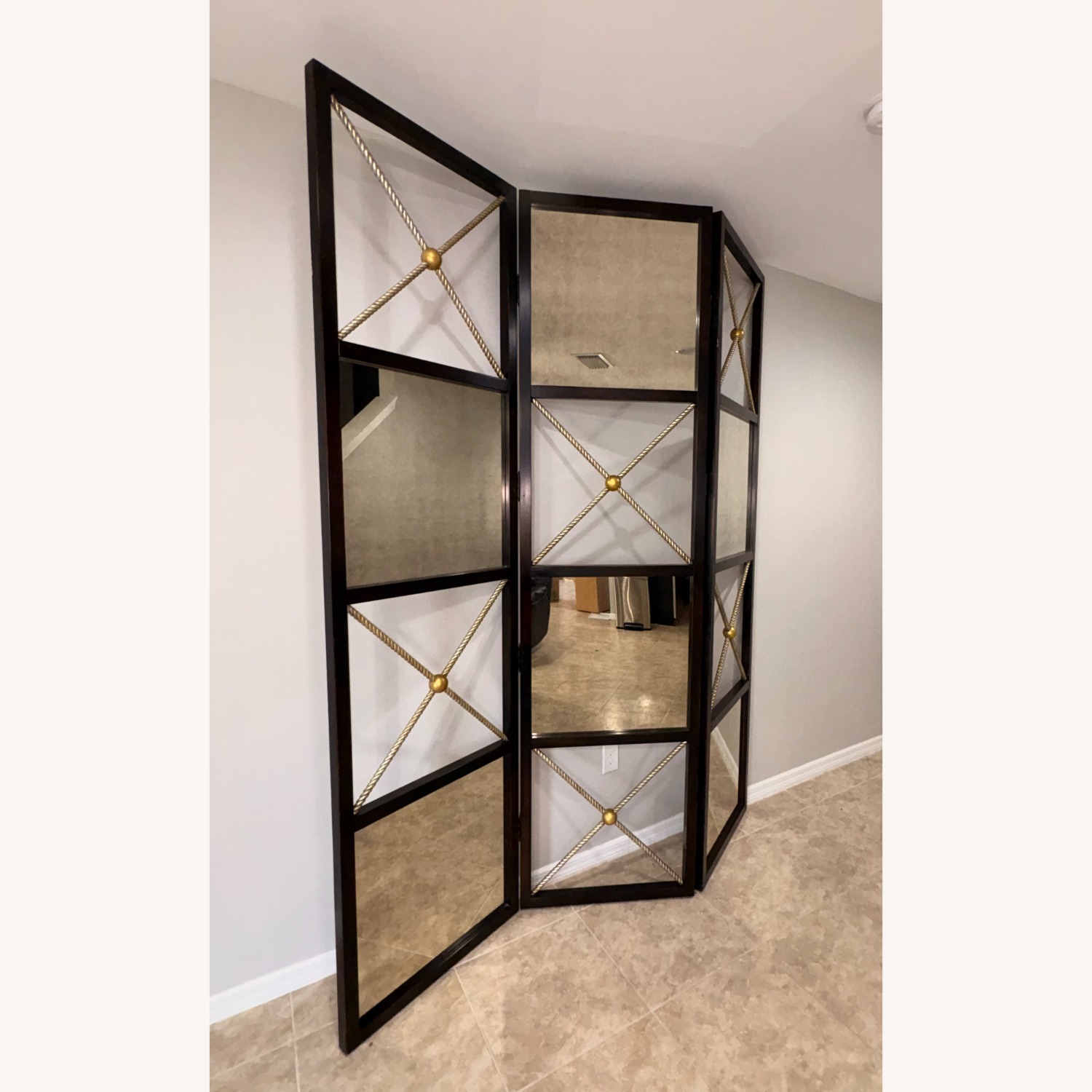 Vintage Trifold Mirror Room Divider  - image-4