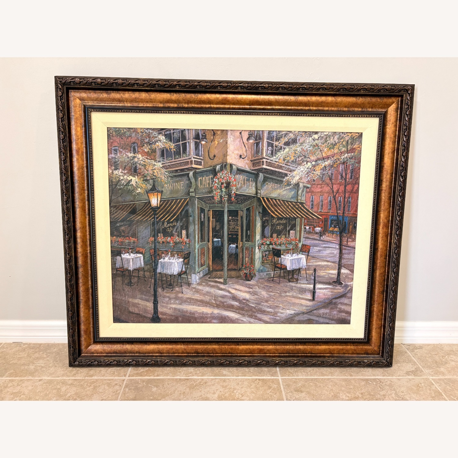 Large Framed ‘Mandis Cafe’  – Paris Café Wall Art - image-1